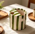 Hand-Painted Striped Ceramic Coffee Mug, Versatile Kitchenware - Image 2