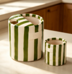 Hand-Painted Striped Ceramic Coffee Mug, Versatile Kitchenware