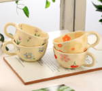 Strawberry And Floral Pattern Ceramic Coffee Mug, Versatile Use - Image 2