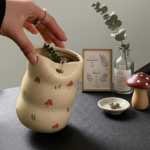 Ceramic Mug With Sip Lid, Elegant Modern Wood-Grain Style - Image 2