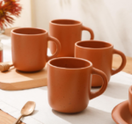 Earthy-Textured Stoneware Coffee Mug Set, Durable Drinkware - Image 2