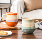 Handmade Large Ceramic Coffee Mug, Grey-Blue Glaze