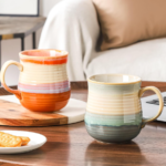 Handmade Large Ceramic Coffee Mug, Grey-Blue Glaze