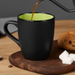 Matte Black Ceramic Coffee Mug Set (6-Piece) With Colored Interiors