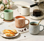 Modern-Style Ceramic Mug Set (4-Piece) With Handles