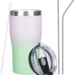 Powder-Coated Insulated Stainless Steel Tumbler With Lid And Straw
