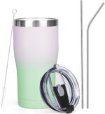 Powder-Coated Insulated Stainless Steel Tumbler With Lid And Straw