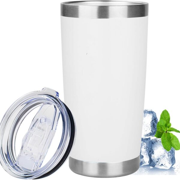 Double-Walled Vacuum-Insulated Stainless Steel Travel Tumbler With Lid