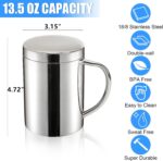 Double-Walled Vacuum-Insulated Stainless Steel Coffee Mug With Lid And Handle - Image 2