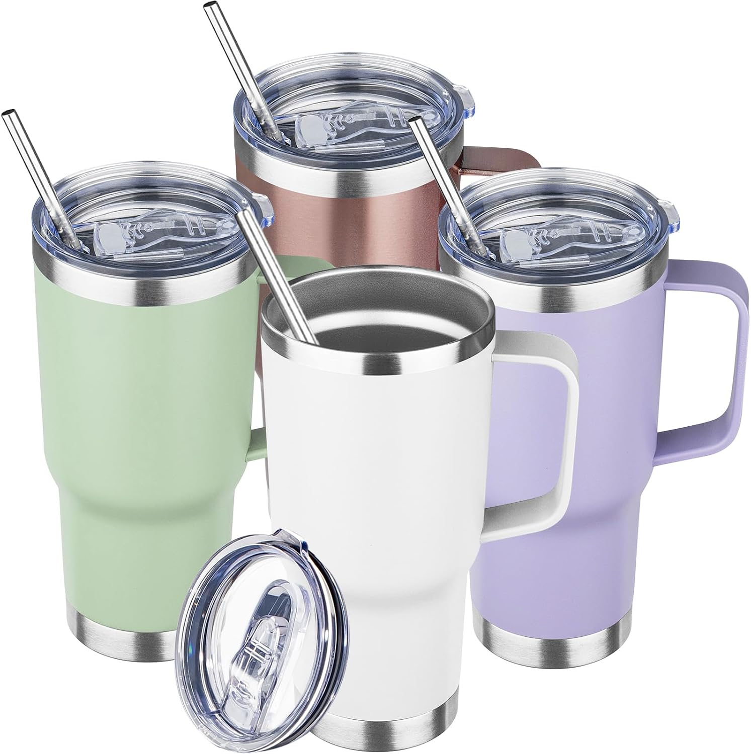 71Oc9vgSJIL._AC_SL1500_.jpg Double-Walled Vacuum-Insulated Stainless Steel Mug With Lid, Handle, And Straw - Image 1