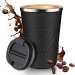 Portable Vacuum-Insulated Stainless Steel Coffee Mug With Leak-Proof Lid