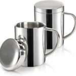 Double-Walled Vacuum-Insulated Stainless Steel Coffee Mug With Lid And Handle